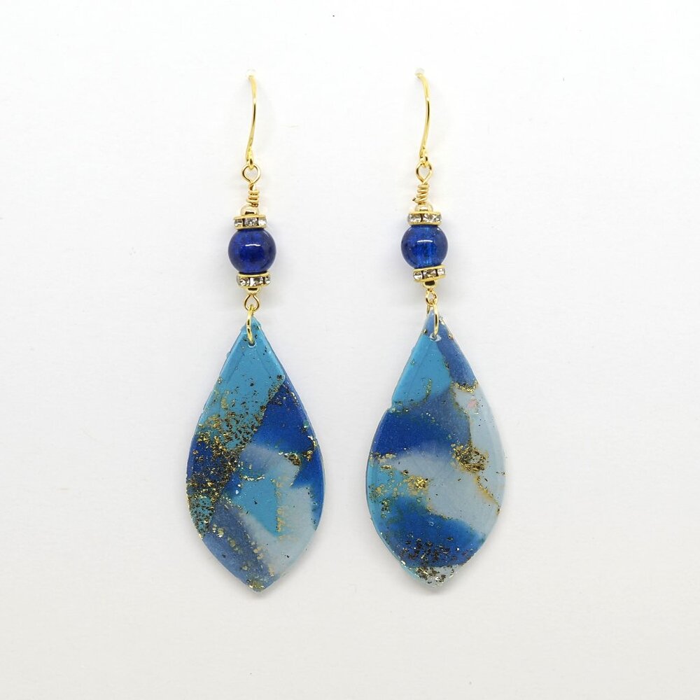 Blue Gold Stone Earrings